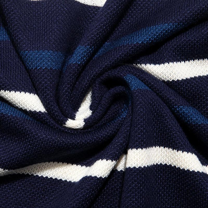 Herren Pullover Langarm Warmer Pullover Rundhals Gestreifter Pullover Weiches und Bequemes Hemd