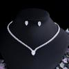 Simple Water Drop Zircon Necklace & Slimming Earrings Set for Women - Middle Eastern Wedding Bridal Jewelry