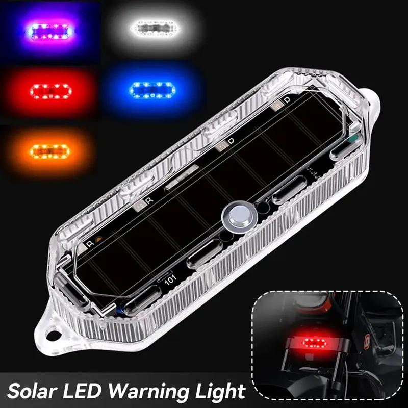 Mortorcycle Car LED Warning Light Solar Power Signal Lamp Night Ride Tail Indicator Light Strobe Light for Motorcycle Bicycle