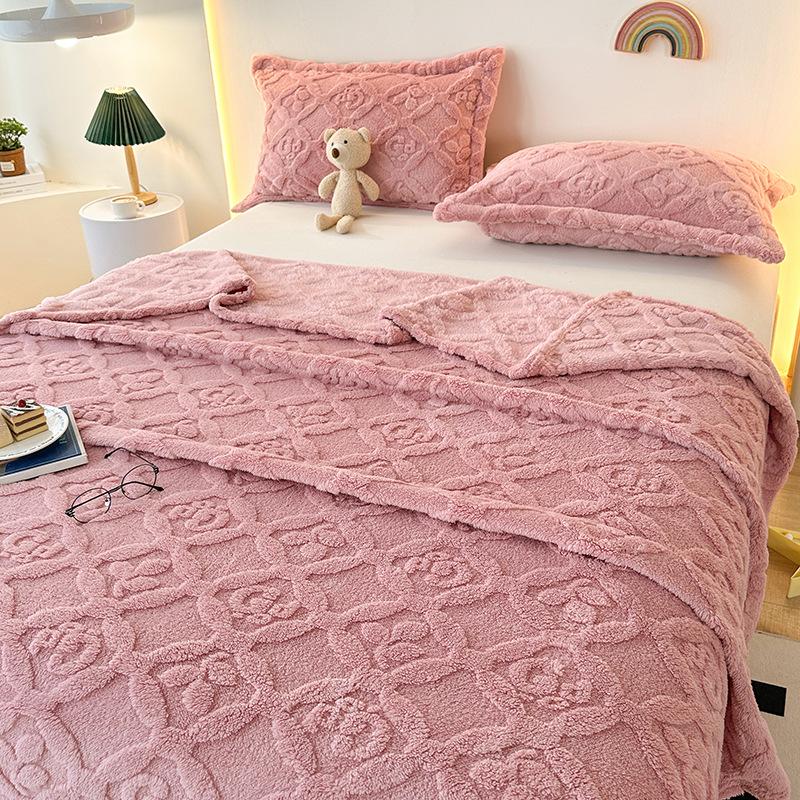 

Однотонное коралловое флисовое весеннее толстое одеяло, утолщенное одеяло для дивана с кондиционером, удобное одеяло для дивана для спальни на четыре сезона 40X40cm