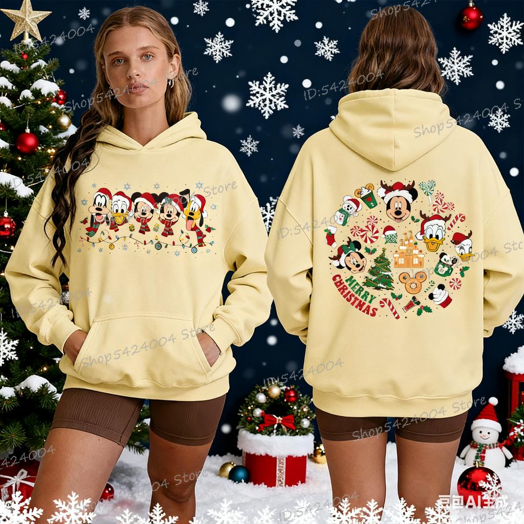 Mickey Friend Christmas Hoodies Women Men Doublesided Print Fun Mickey Mouse Merry Christmas Hoody
