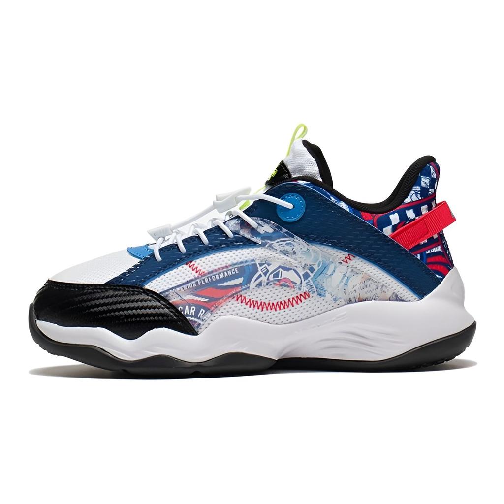 LiNing Low Top Basketball Shoes Kids sneaker White Blue YKBS052-1