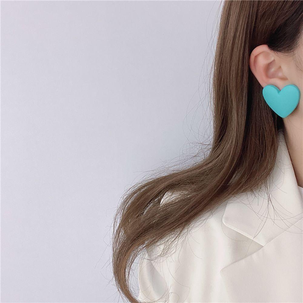

Solid Color Female Love Heart Earrings Women Stud Earrings Fashion Jewelry Korean Style Earrings