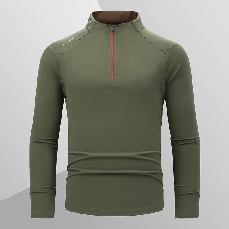 Men S Quick Dry Half Zip Long Sleeve Stand Collar Sports T Shirt
