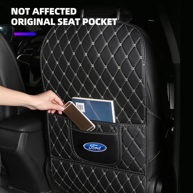 Hot New PU Leather Car Anti-Kick Mats Scratch & Wear Resistant Car Seat Back Protector Cover For Ford Focus Mondeo Fiesta MK7 Es