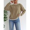 Fall Winter New Women Loose Color Block Patchwork Casual Pullover Sweater, European & American Style Ladies Top