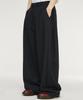 SIGNATURE Multi-Tuck Wide Slacks [Black Stripe]
