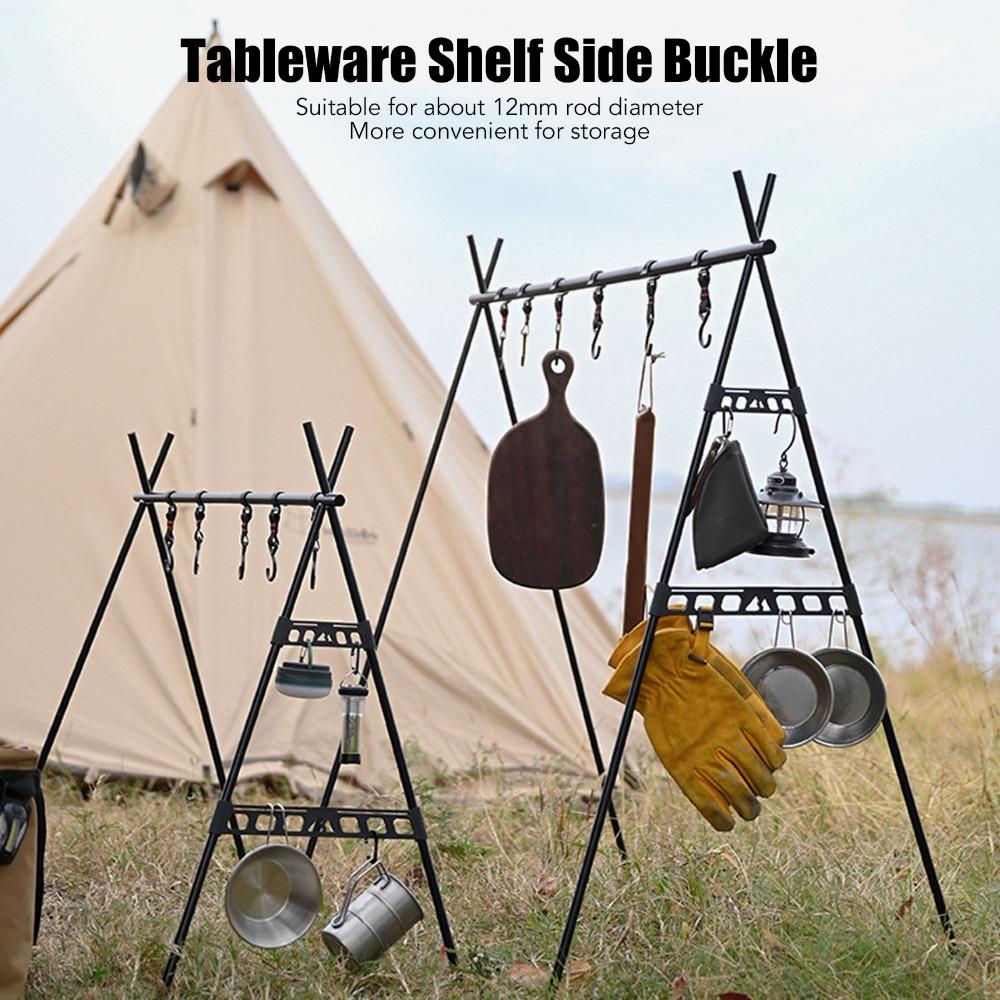2PCS Black Shelf Side Buckles Lightweight Triangle Rack Brackets Durable Camping Shelf Clips Picnic