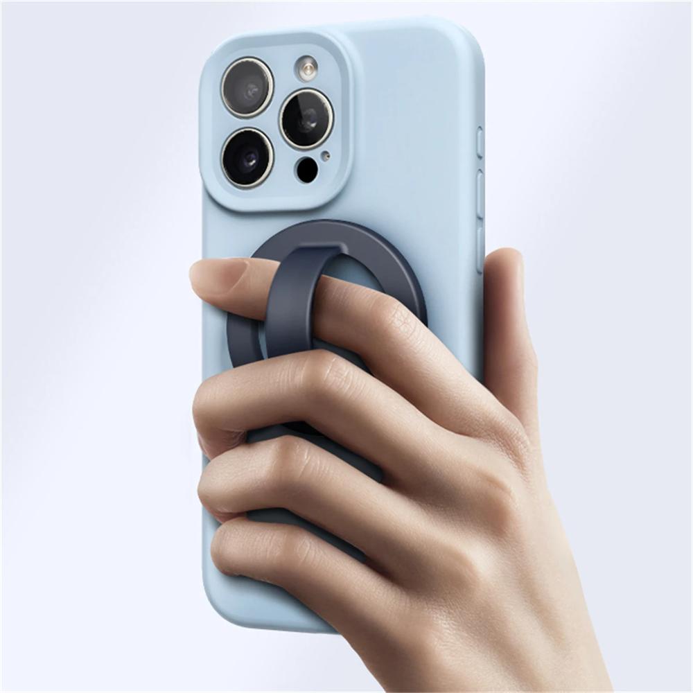 Strong Magnetic Liquid Silicone Comfortable Circular Grip Phone Holder For MagSafe Ring Shape Phone Accessories For iPhone 16