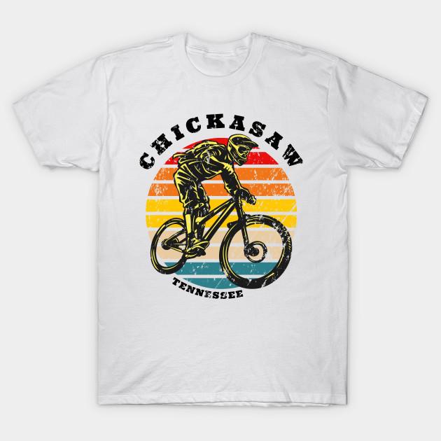 Men Black Print T-shirt Mtb Mountain Bike Chickasaw Trace Tennessee Mountain Biking No-Cut Transfer Paper Print Cotton Tshirt M белый
