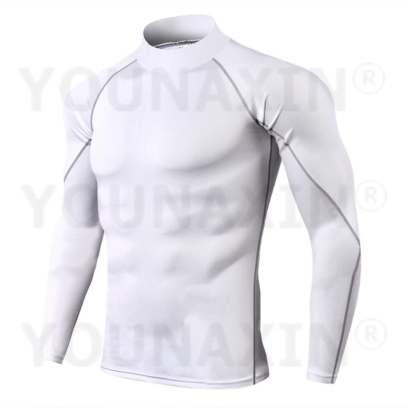 Men's High-necked Sports Long Sleeves T-shirts Skinny Fitness Clothes Yoga Training Running Quick-drying Cycling Tights Top S M L XL 2XL 3XL