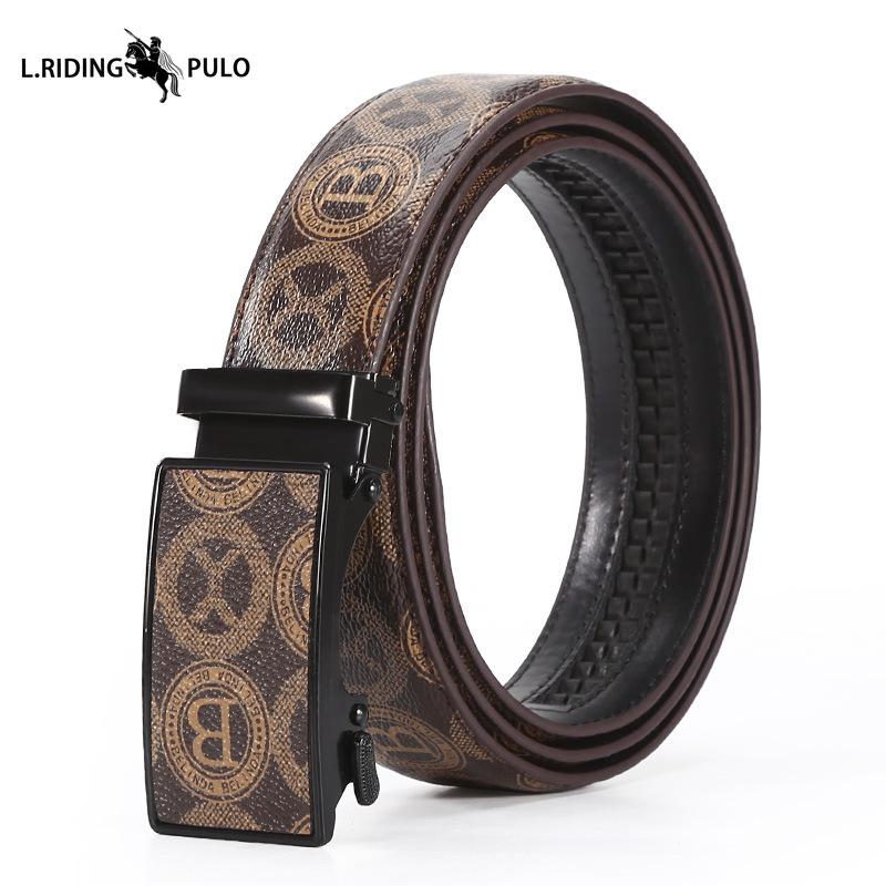 Cinto de Couro Masculino Negócios Combinação Total Cinto com Fivela Automática Cinto de Calças para Homens de Meia-idade e Jovens