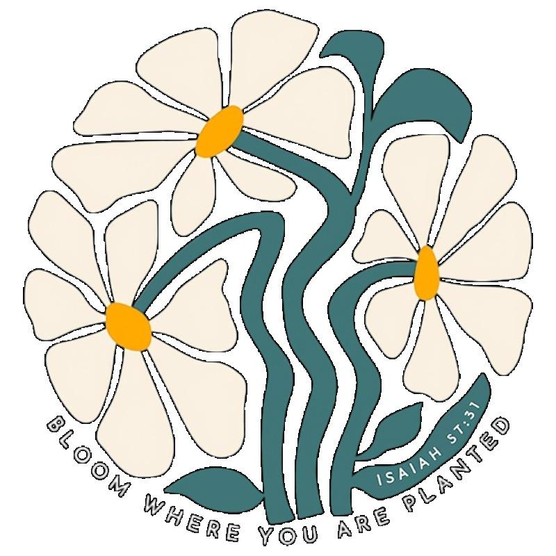 Nadměrné tričko s potiskem černých sedmikrásek a textem Bloom Where You Are Planted pro běžné nošení