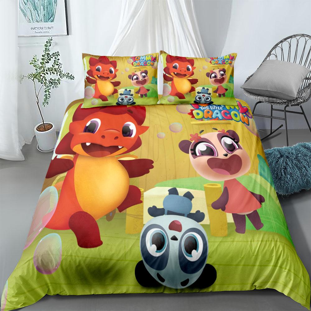 

Tommy the little dragon Duvet Cover Set Double King Full Queen Size Bedclothes 140x210cm