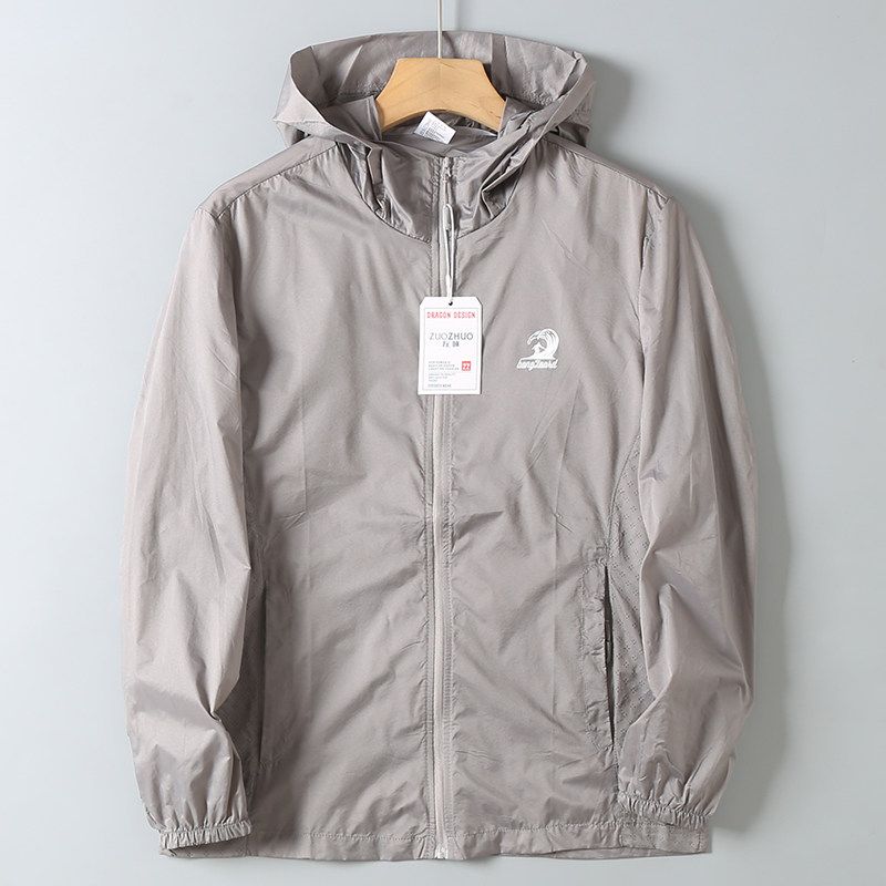 Foreign Trade Export Laser Perforated Breathable Summer New Lightweight Uv Protection Men's Sports Hooded Sun Protection Skin Jacket
