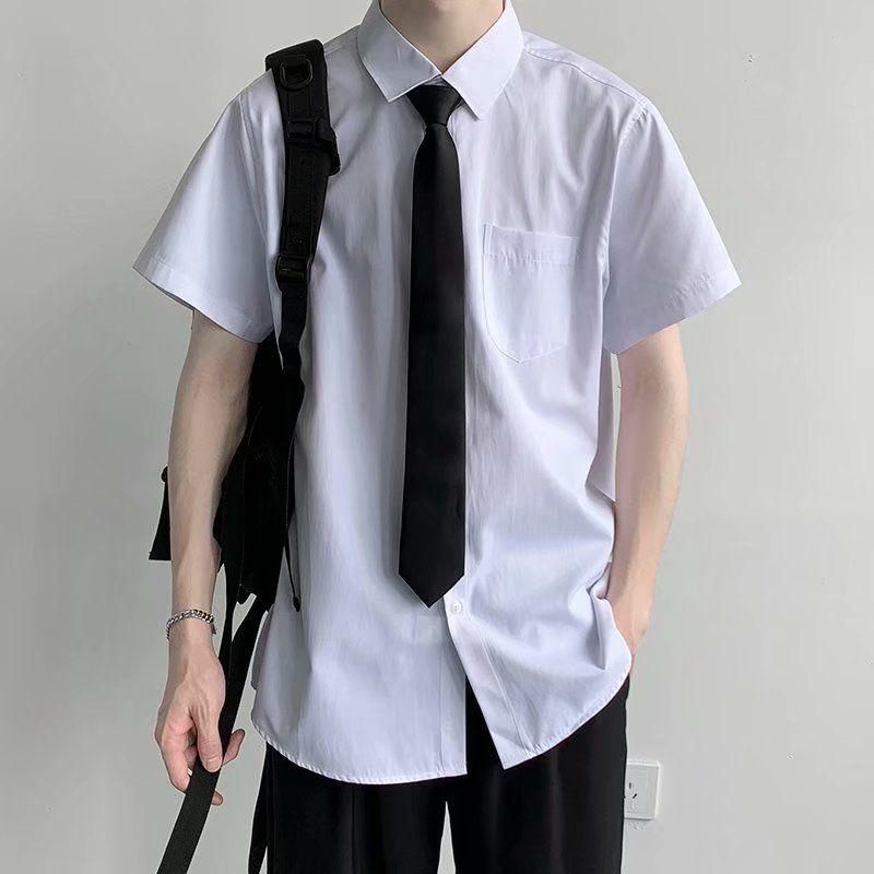 Men's White Long Sleeve Button Down Shirt Loose Fit Casual Office Formal Dress Shirt