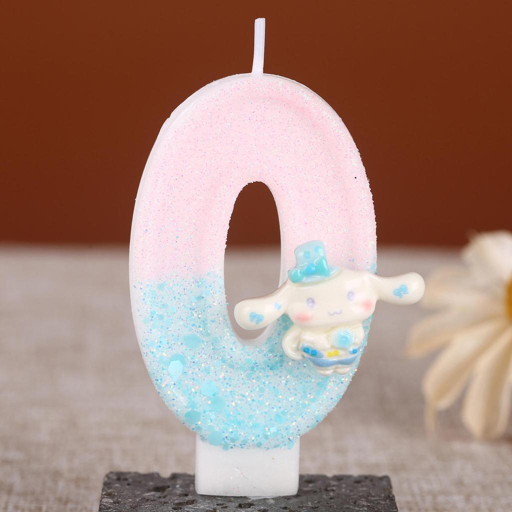 Handmade Big-Eared Rabbit Cake Topper: Sequin Number Birthday Party Candle