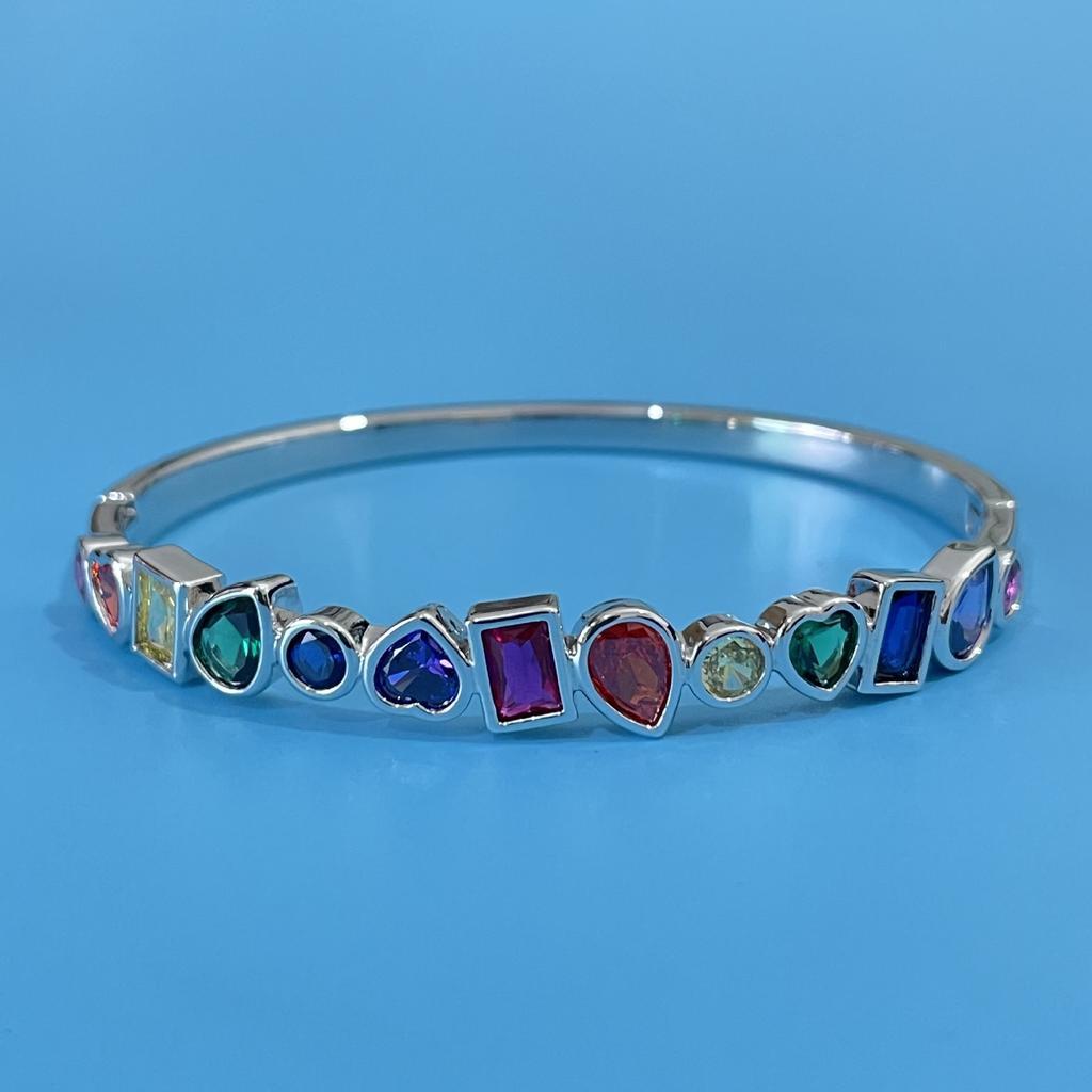 Geometric Love Piece with Simple and Versatile Colorful Stone Hand Ornaments, High-end Light Luxury Style Jewelry Bracelet
