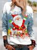 2025 Weihnachten Damen T-Shirt Grafik Weihnachtsmann Schneemann Mode Lässig Langarm Rundhals Reguläre Oberteile Druck Frühling Herbst