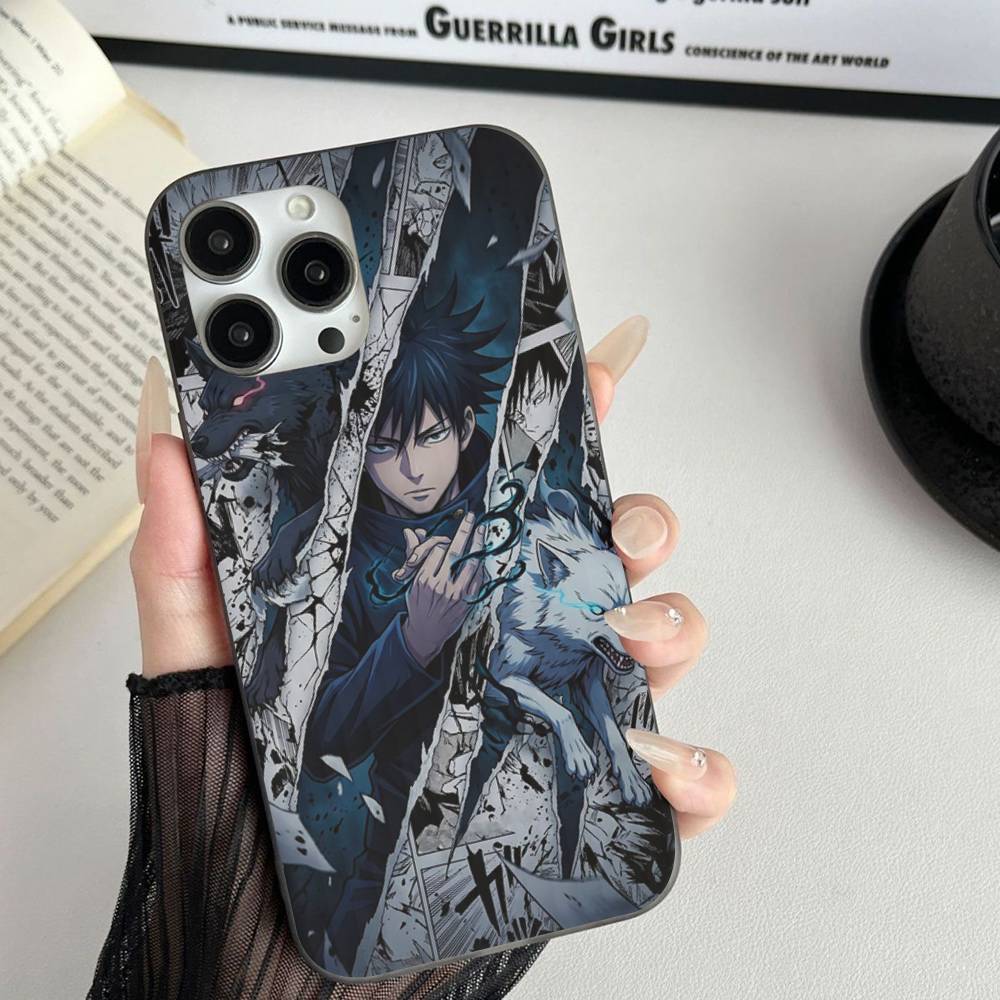 Übernatürliches Anime Jujutsu Kaisen Für Telefon 17 16 15 14 13 12 11 Pro Max Plus Pro Air Handyhülle Wellenförmige Streifen Rückseite