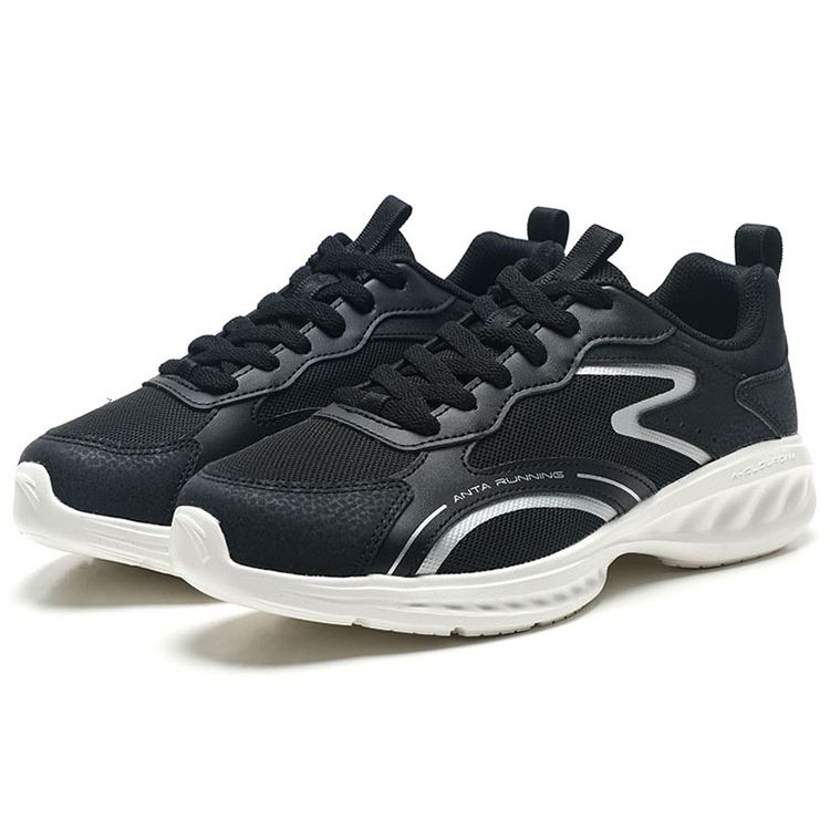 Anta Breathable Lightweight Low-Top Running Shoes Men sneakers Black Silver 912415525-5