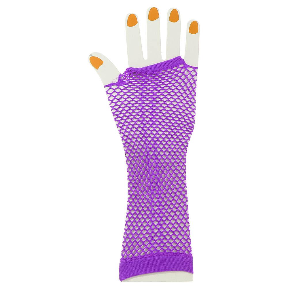 

Women Lady Parties Fingerless Nightclub Fishing Net Gloves Long Glove Punk Glove Mesh Gloves фиолетовый