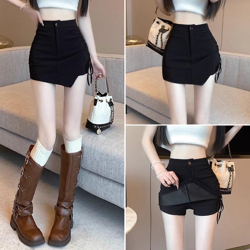 

2024 Spring Women s Black High-Waist Irregular A-line Midi Bodycon Skirt 4XL чорний