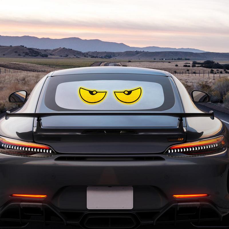 2pcs Funny Eyes Car Motorcycle Stickers Helmet Fairing Rear Window Decoration Decal Electric Car Motorcycle Reflective Stickers