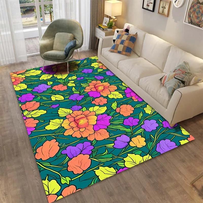 Flower Pattern Floor Mats Door Decoration Home Living Room Floor Mats