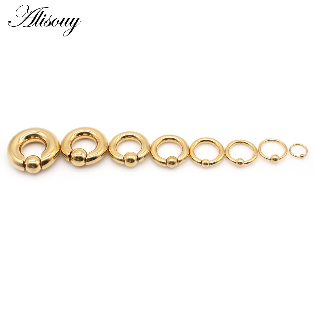 Alisouy 1pc Big Stainless Steel Captive Hoop BCR Eyebrow Tragus Closure Nipple Bar Lips Nose Rings Ear Piercing Body Jewelry