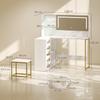 Dressing Table With LED Mirror And Stool L Shaped Vanity Desk With Drawers And Shelves White