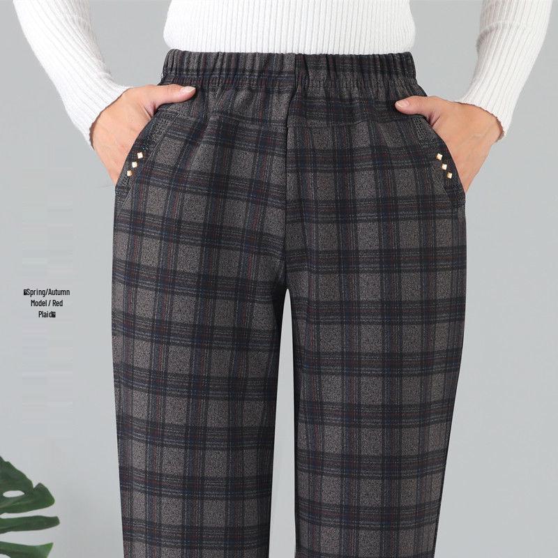 Women's High Waist Elastic Velvet Pants - Loose Straight Leg for Autumn/Winter