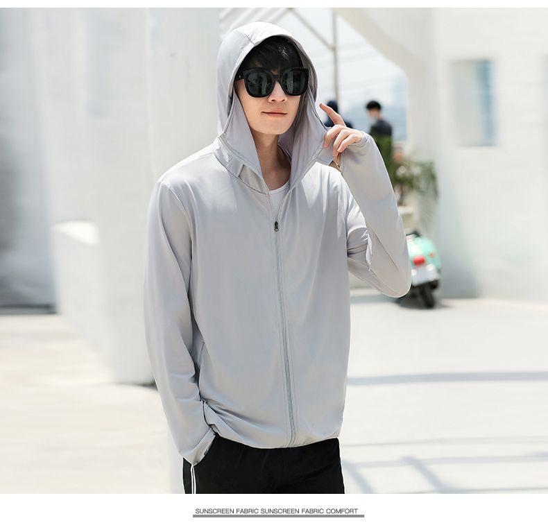 Men's Ultra-Thin Ice Silk Hooded Sun Protection Windbreaker for Outdoor Fishing