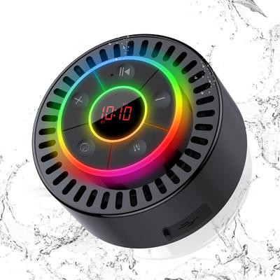 Haut-parleur Bluetooth, Haut-parleur de douche Étanche IPX7, Haut-parleurs Bluetooth Sans Fil avec Basses Riches, Haut-parleur Portable avec Lumière LED, Ventouse, 8H