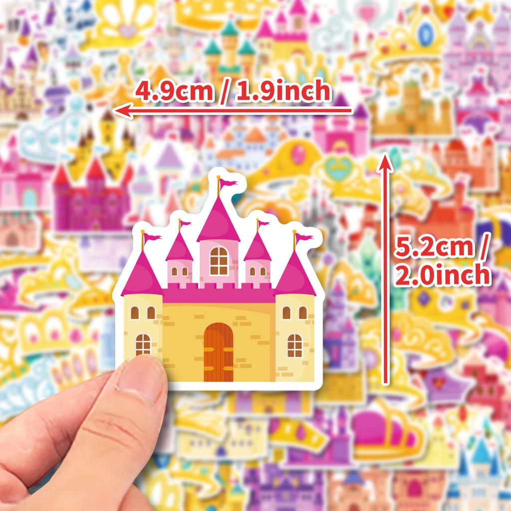 100 Fairy Tale Crown Castle Series Waterproof Stickers Children's Reward Stickers Mobile Phone Case Children's Toy Decoration