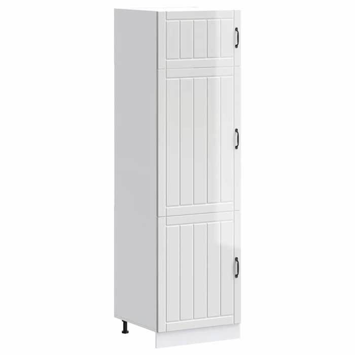 VidaXL Armoire de cuisine Lucca blanc brillant bois d'ingénierie, armoire de cuisine haute, armoire de cuisine indépendante, 853869