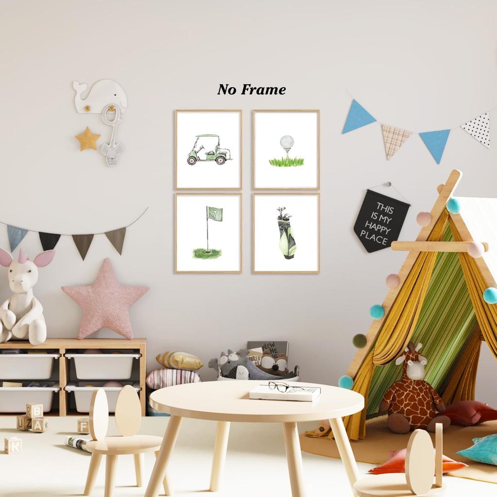 Boat Wades Golf Nursery Decor Unframed Wall Art Prints,Golf Flag Posters & Prints For Home Boy Room Decor,Green Sports Nursery Posters Pictures 8x10