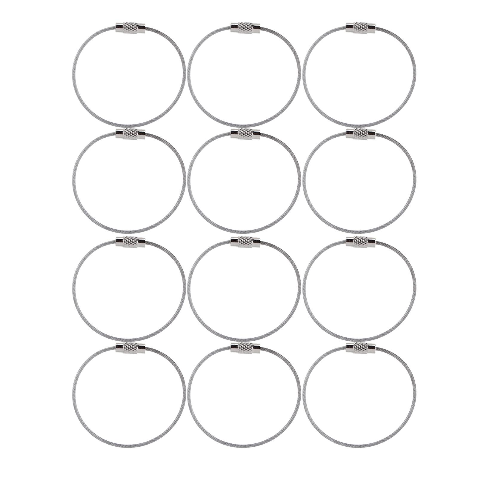 Health & Beauty Product Unisex 12 Pcs Wire Keychains Stainless Steel Wire Rope Key Ring Multi Purpose Wire Buckle Rope Loop Coilsilver