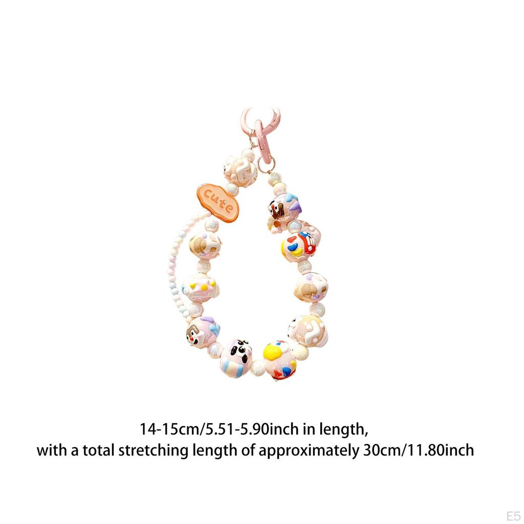 Beaded Keychain Bracelet Key Ring Decorative Women Party Favors Wristlet Hanging Ornament Keyring