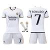 Real Madrid Ronaldo 7 Kids Soccer Jersey Set White Short Sleeve Shirt Shorts Socks Youth Football Kit Gift