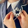 Used GOKEI Brooch Pin, Cubic Zirconia, Wedding, Stylish, Flower, Ribbon, Wreath, Leaf, Gold, Entrance Ceremony, Admission Ceremony, Graduation