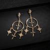 European-American Retro Cross Tassel Earrings: Alloy Carved, Exaggerated Fashion Style