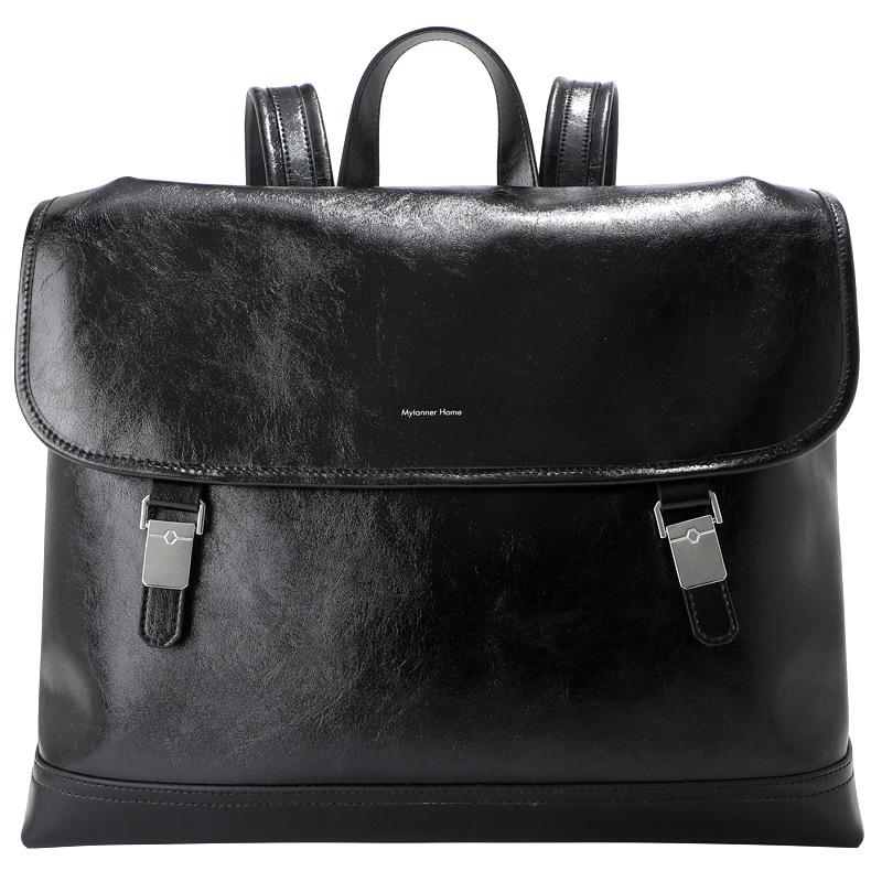 Leather Backpack Women's Versatile Large Capacity Cowhide Backpack Simple Business Commuter Laptop Shoulder Computer Bag