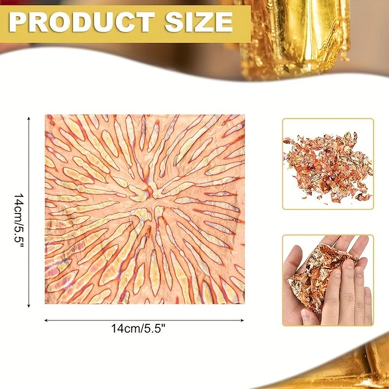 25 Sheets Golden Leaf Imitation Foil - 5.5X5.5 In with Pattern, Variegated Booklet for Crafts, Picture Frames & DIY Decoration