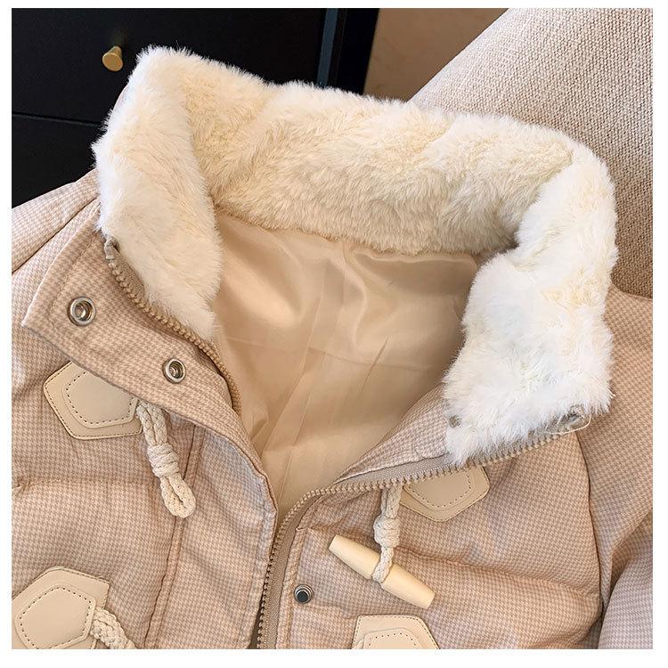 Women Jacket Cow Horn Buckle Bread Clothing Winter Thickened Warm Cotton Women Short Loose Cotton Comfortable and Youthful Women Outerwears Coats