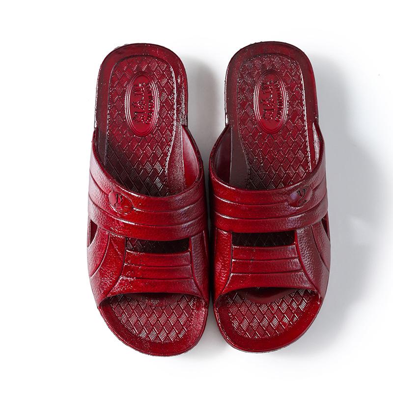 Red Open-Toe PVC Korean Casual Beach Slippers: Comfortable, Fashionable Adult Flip Flops