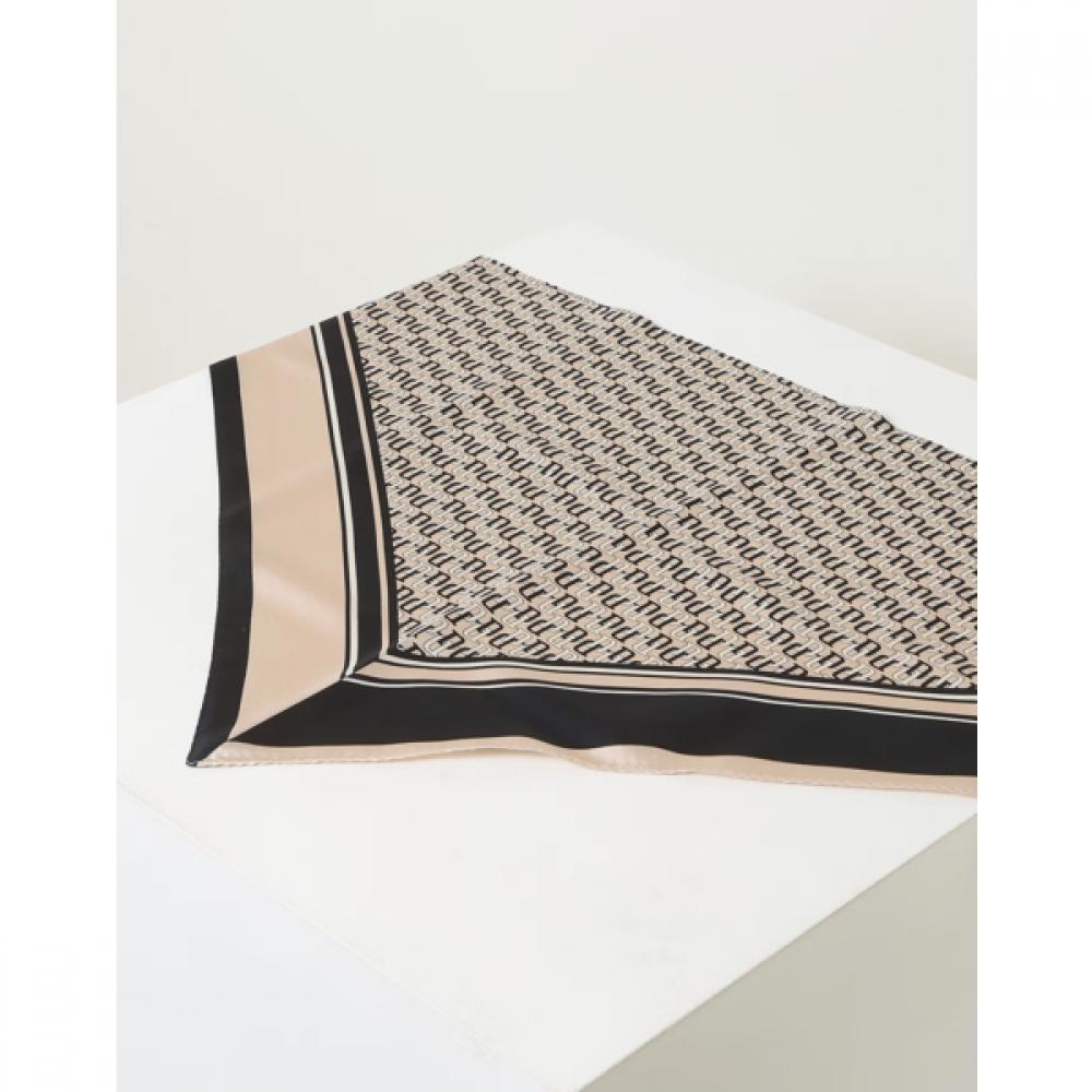 Dcsc5f813n2 [Silk 100 ] Navy Dd Pattern Silk Square Scarf  Ring Set 