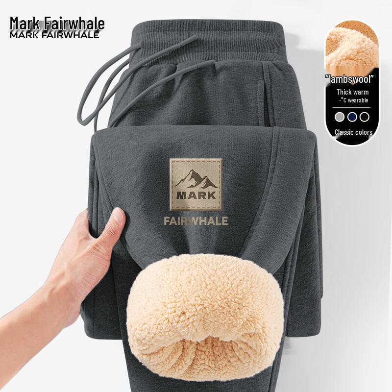 Mark Fairwhale Men's Thickened Lamb Fleece Straight-Leg Pants