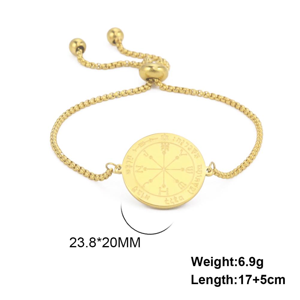 Teamer Key of Solomon Pentacle Bracelet Stainless Steel Gold Color Bracelet Magical Astrology Jewelry Jupiter Sun Venus