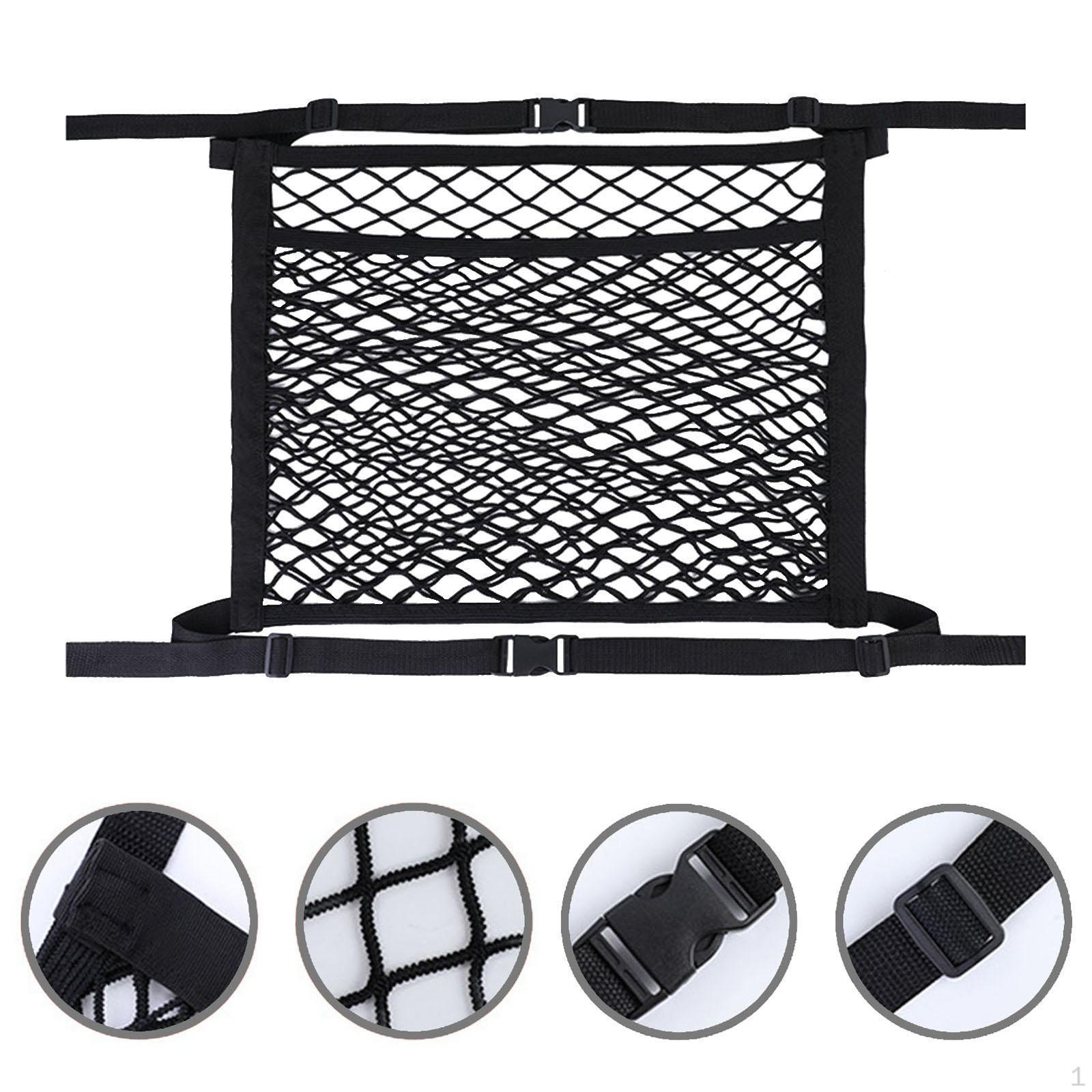 

Car Auto Seat Net Pocket Bag Universal Saving Space Driving Assistant Convenient Elastic Material Two Layers